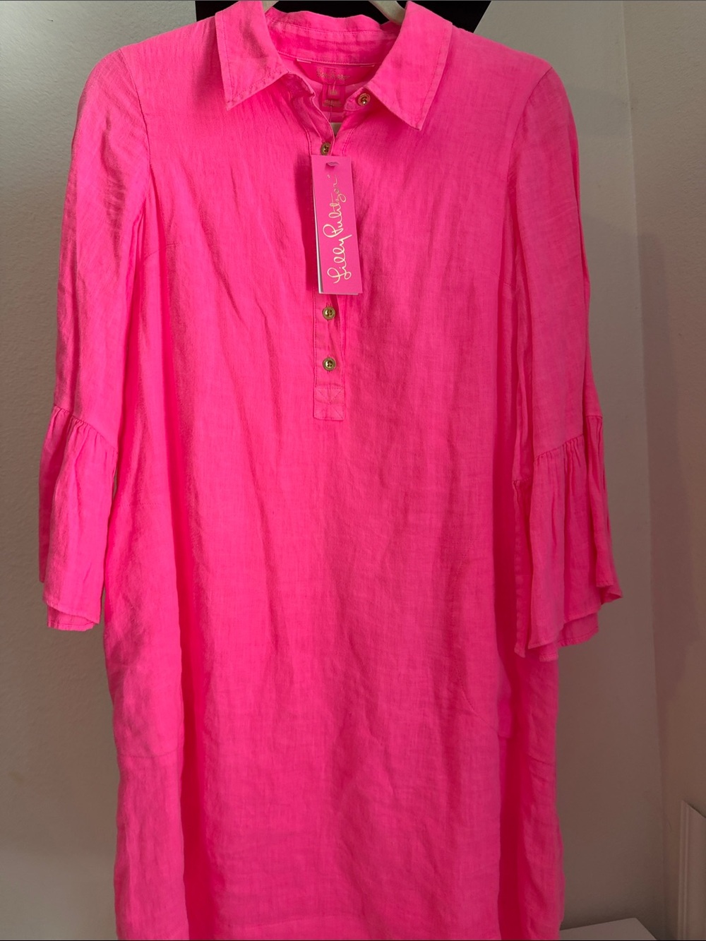 Lilly Pulitzer Neon Pink Button-Front Tunic